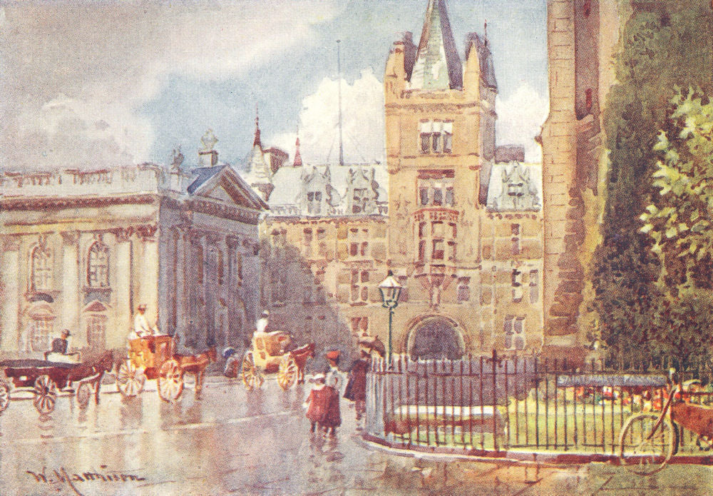 CAMBRIDGE. Caius College & Senate House 1907 old antique vintage print picture